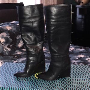 TORY BURCH KNEE HIGH LEATHER BOOTS